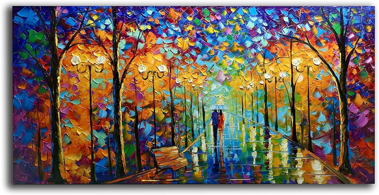 Amazon Tyed Art Large Contemporary Wall Art Landscape Oil Painting On Canvas Palette Knife Textured Tree Painting Hand painted Acrylic Abstract Landscape Wall Art Modern Canvas Painting 30x60inch Paintings