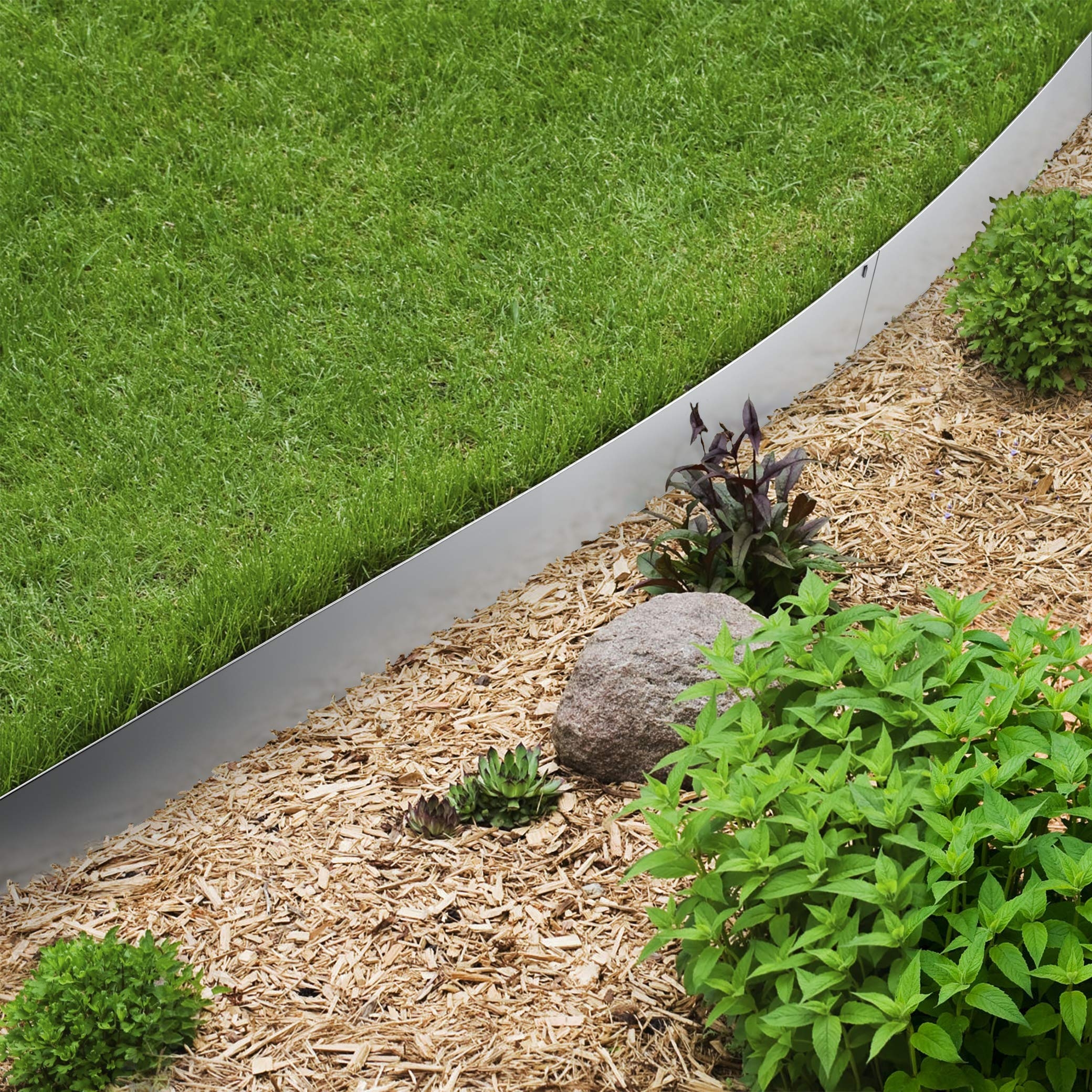 Amazon Vodaland 8 Inch Galvanized Stamped Steel Garden Edging Complete Set With Included Installation Nails 5 Patio Lawn Garden