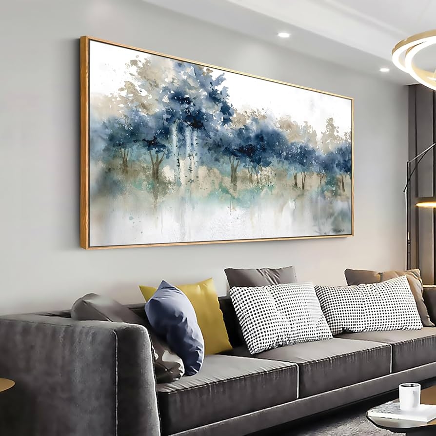 Amazon Wall Art Landscape Modern Wall Decor Canvas Painting Blue Ink Wall Art Large Artwork For Living Room Bedroom Office Home Decor 20 x40 With Framed Posters Prints