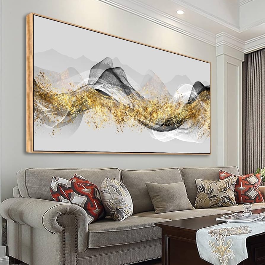 Amazon Wall Art Modern Light Luxury Abstract Gold Ink Landscape Canvas Wall Art For Living Room And Bedroom Color Pictures Artwork Home Decor Canvas Print Wall Decor Ready To Hang 20x40inch Framed 