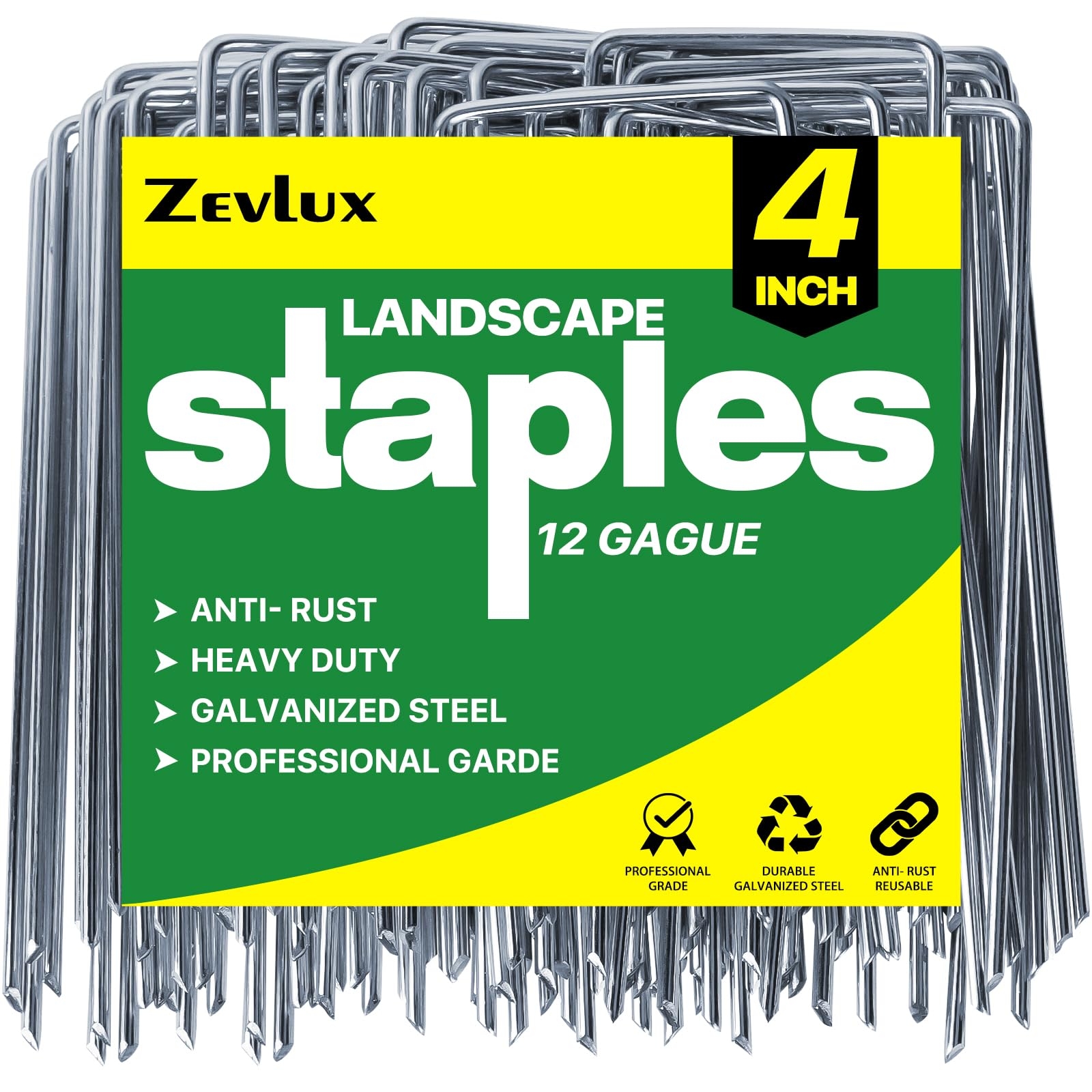Amazon Zevlux Landscape Staples Galvanized Garden Stakes 4 Inch 50 Pack 12 Gauge Heavy Duty Garden Pins For Fences Lawns Weed Barriers And Landscape Fabrics Irrigation Hose Yard Lawn Landscape Fabric Patio 