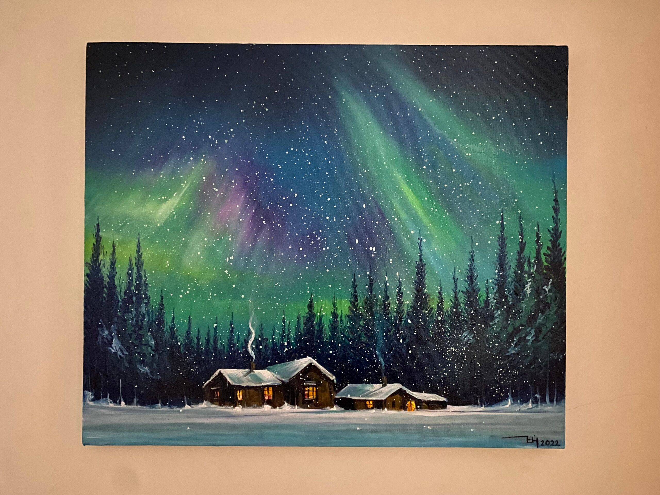 Aurora Borealis Northern Lights Art OIL PAINTING On Canvas Modern Original Landscape Painting Original Oil Painting On Canvas Etsy Sweden