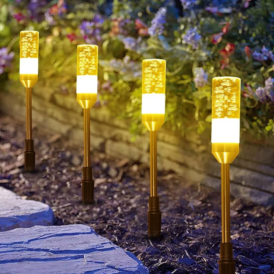B right LED Pathway Lights Outdoor 6 Pcs Path Lights 570 Lumens AC Plug 12V Low Voltage Landscape Lighting Extendable IP65 Waterproof Outdoor Garden Light For Patio Yard Walkway Warm White 2700K 