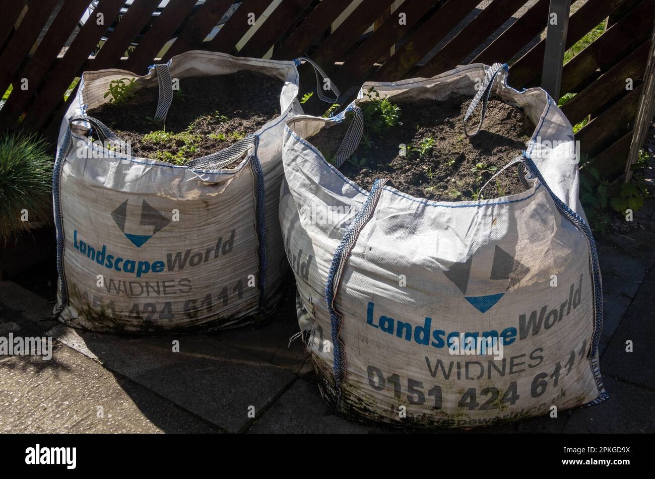 Bags Of Landscape World Widnes Paving Material In Liverpool Stock Photo Alamy