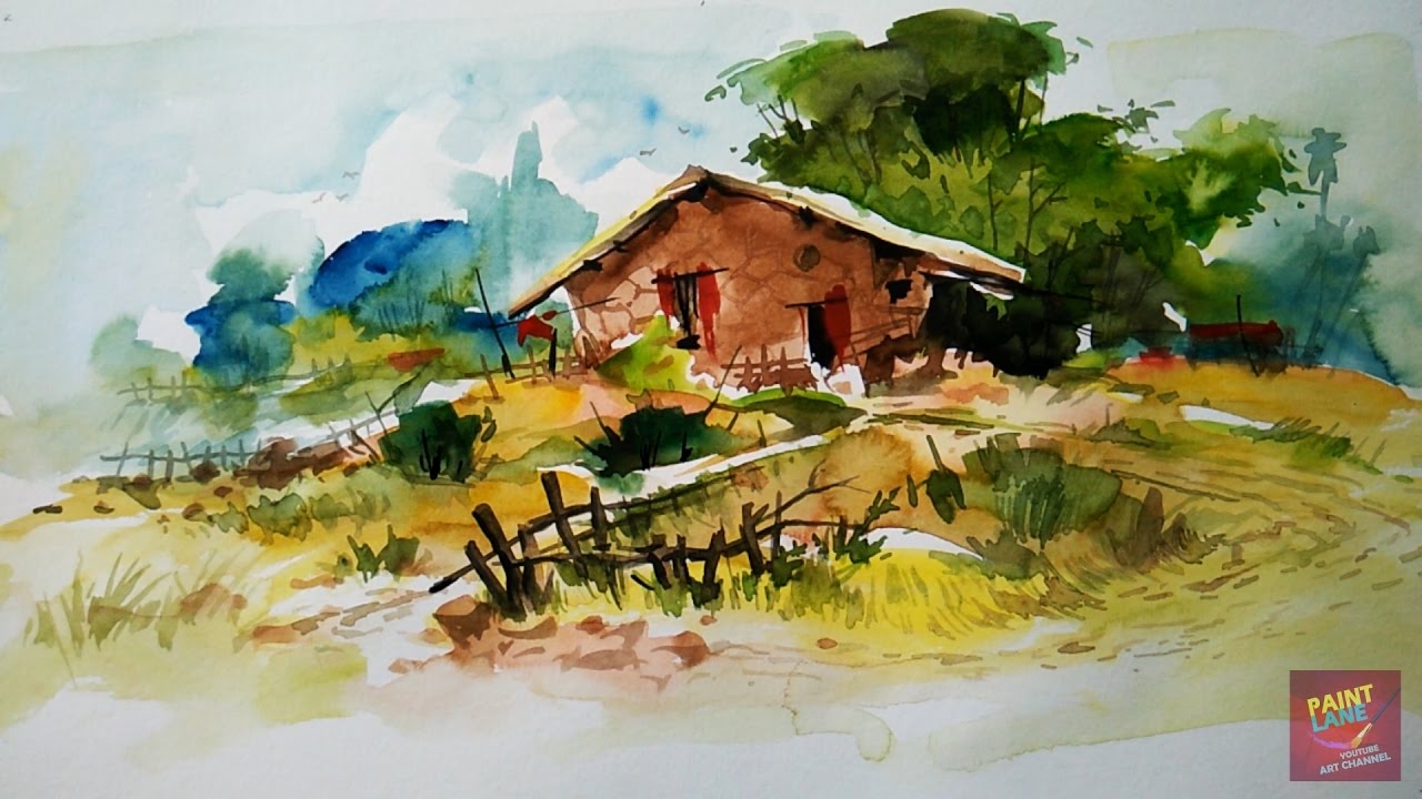 Basic Water Color Landscape Painting Demonstration With Step By Step YouTube