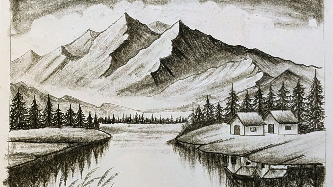 charcoal drawings of landscapes