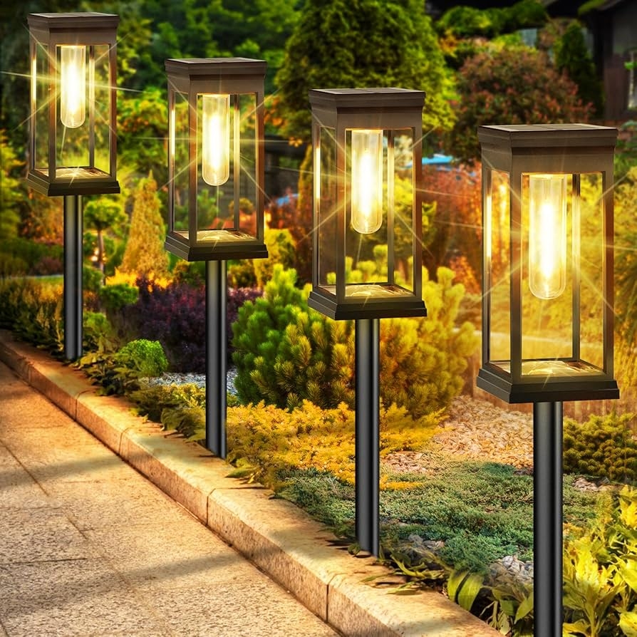 BesLowe Upgraded Solar Pathway Lights Outdoor 6 Pack Large LED Solar Light Outdoor Waterproof Super Bright Outside Lights For Yard Sun Powered Landscape Lighting For Garden Walkway Warm White Amazon