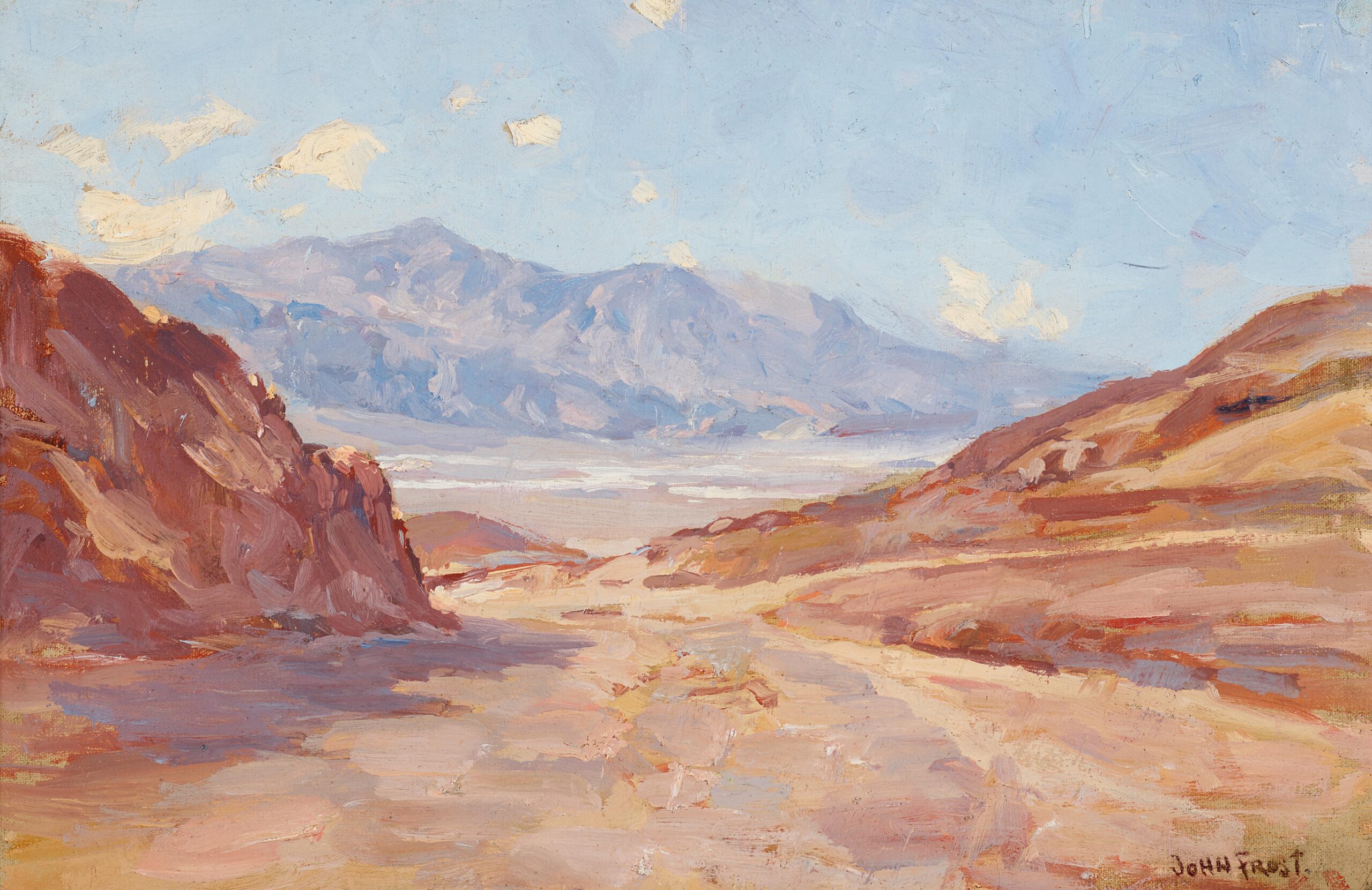 Bonhams John Frost 1890 1937 Desert Landscape 11 1 2 X 17 1 2in Overall 17 X 23in
