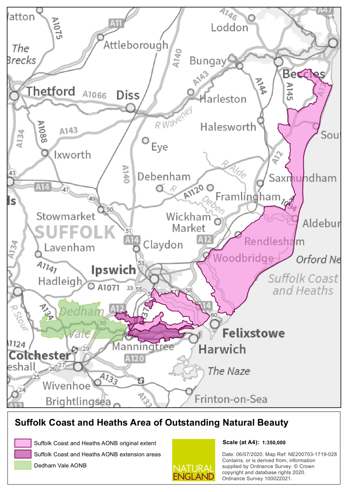 Boundary Map Suffolk Essex Coast Heaths National Landscape