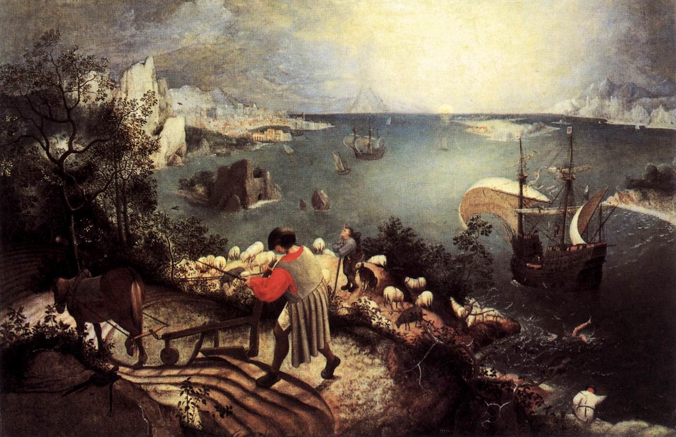 painting landscape with the fall of icarus