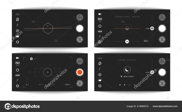 Camera Viewfinders Mobile Video And Photo App Realistic Interface With Horizontal Landscape Mode UI Elements Dark Smartphone Or Camcorder Screen Buttons Vector Snapshot Display Set Stock Vector By SpicyTruffel 415684510