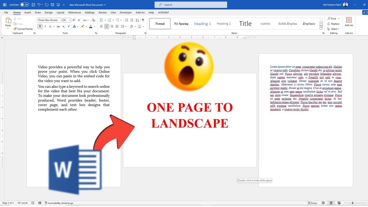Change A Single Page To Landscape In Word Only One Page Landscape In Word YouTube