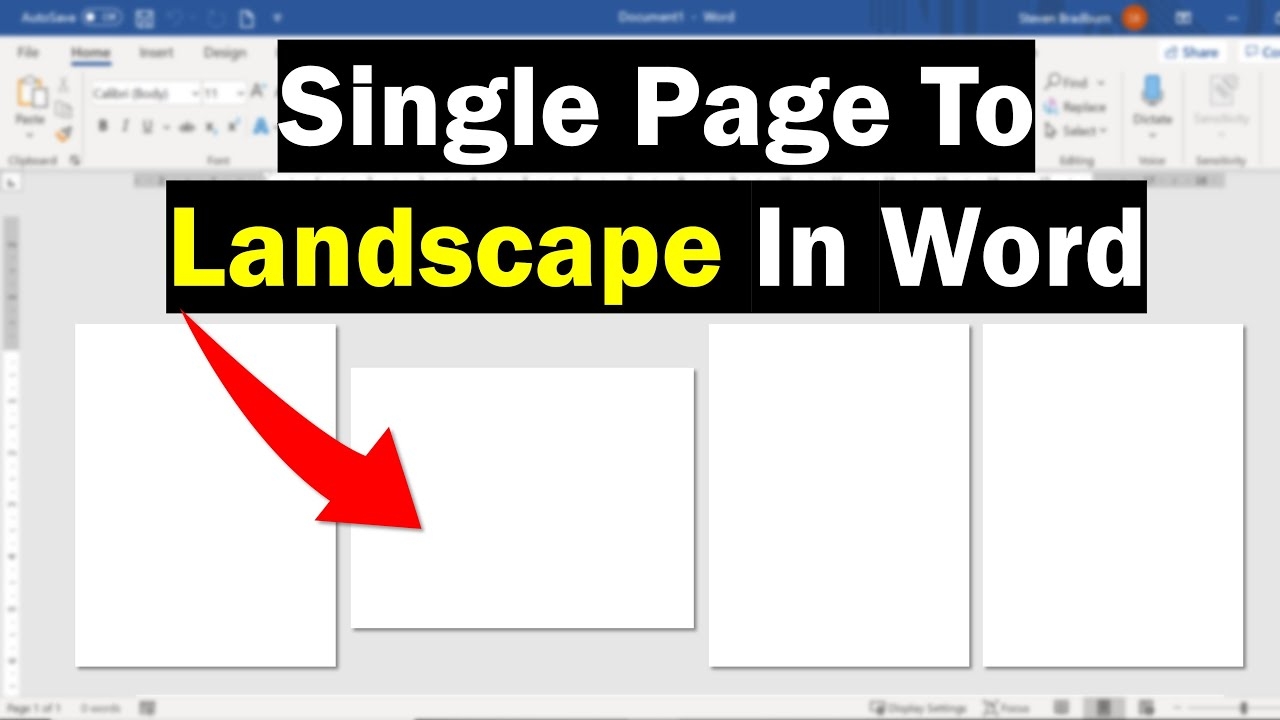 Change A Single Page To Landscape In Word YouTube