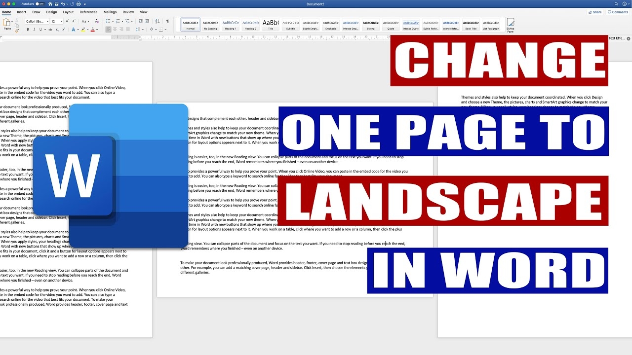 Change One Page To LANDSCAPE In Word For PC Mac Microsoft Word Tutorial YouTube
