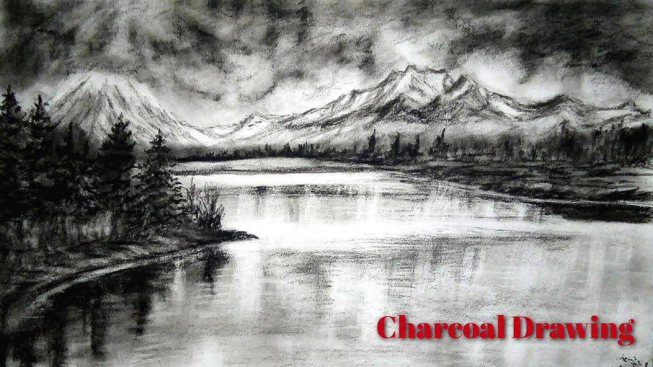 Charcoal Drawing For Beginners Easy Charcoal Drawing Landscape With Charcoal YouTube