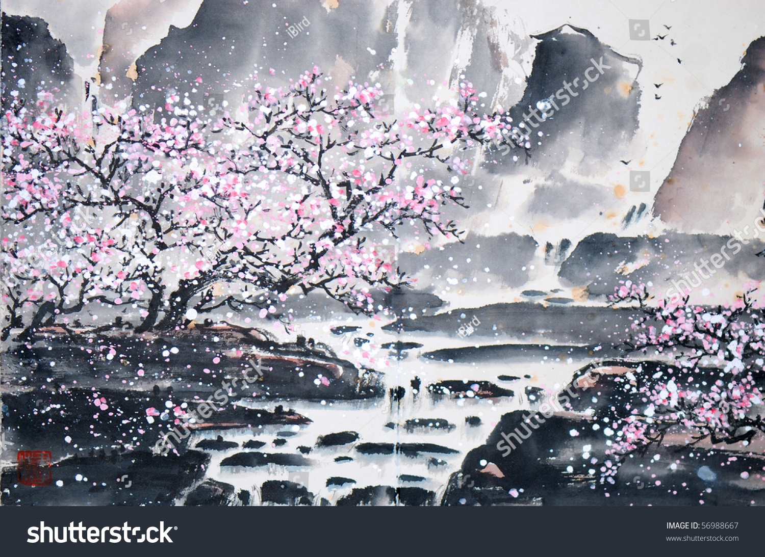 Chinese Landscape Painting Stock Illustration 56988667 Shutterstock