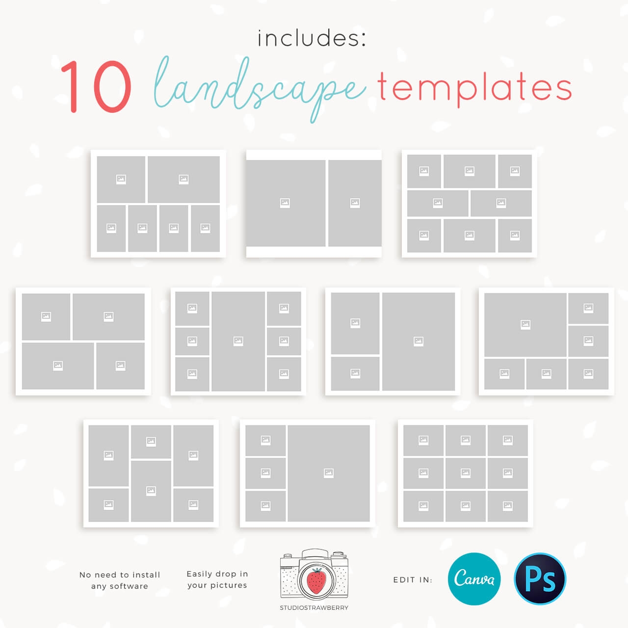 Collage Templates Portrait And Landscape 8 X 10 Strawberry Kit