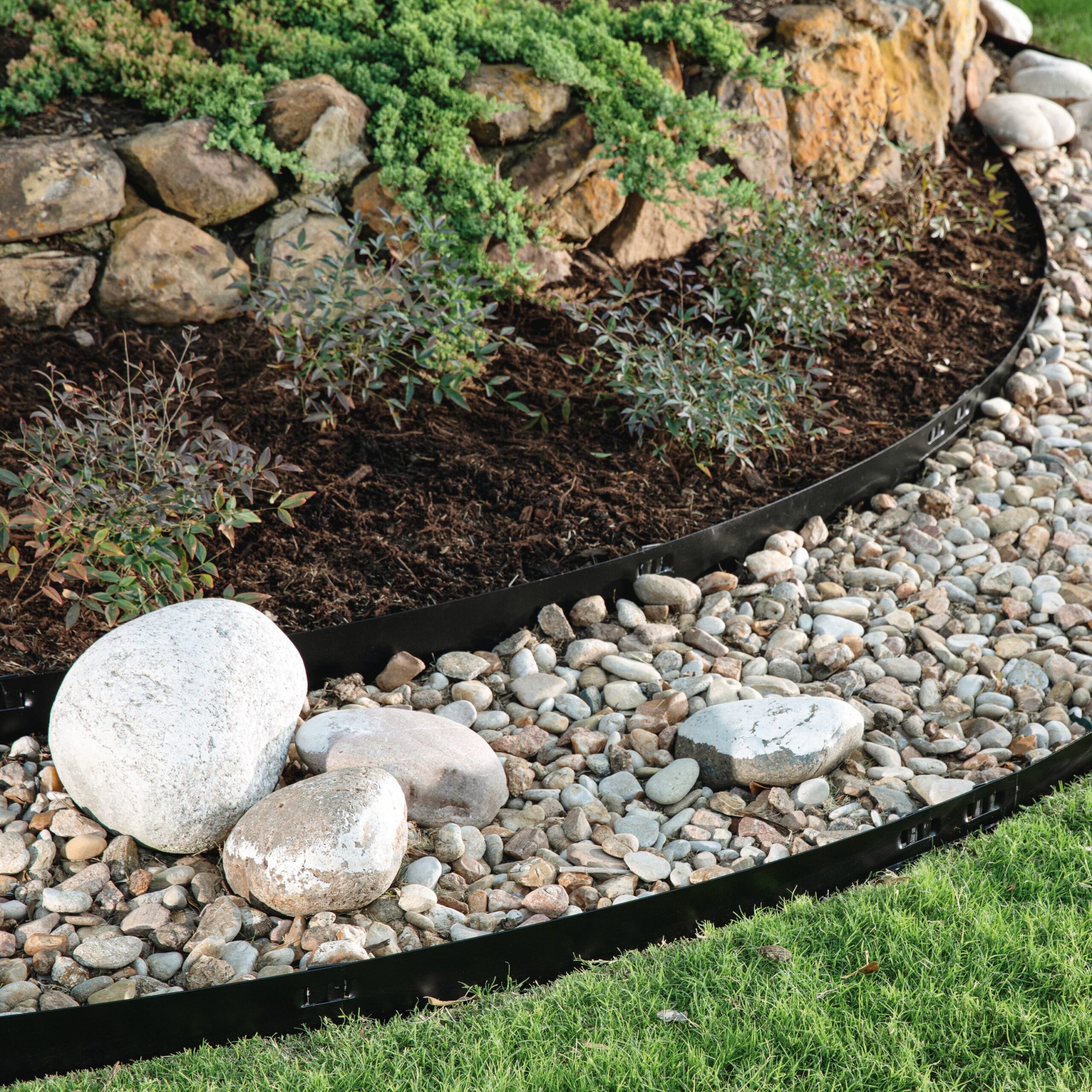 Colmet 4 ft X 4 in The Original Attached Stake Black Texture Steel Landscape Edging Section 144SSBK At Lowes