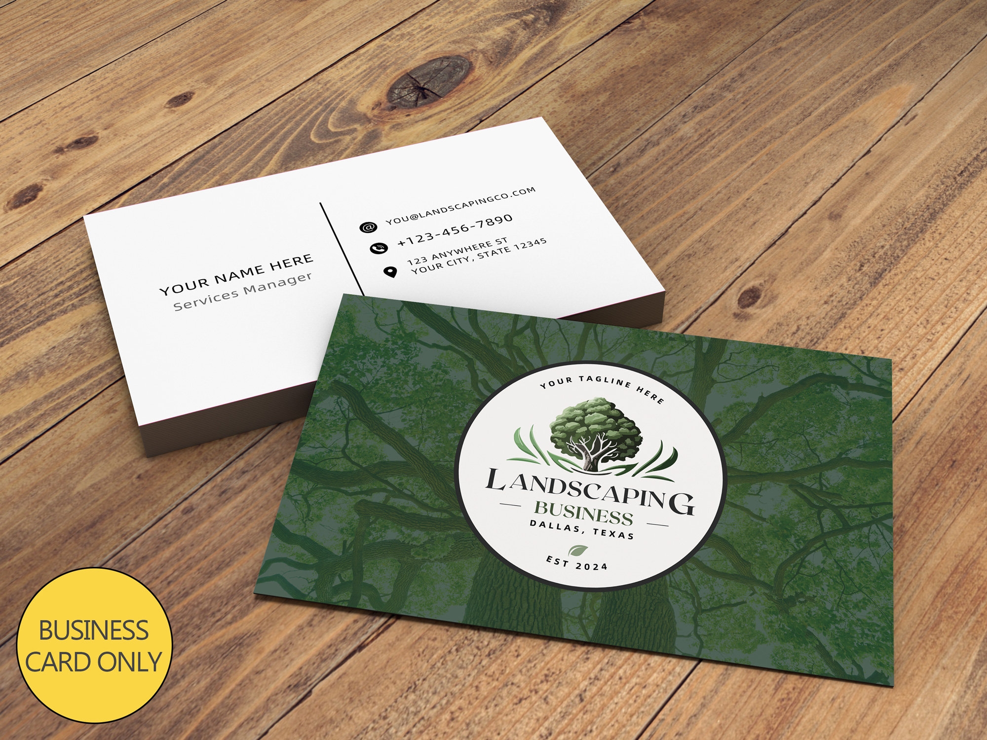 Customizable Landscaping Business Card Template Tree Business Card Arborist Business Card Etsy