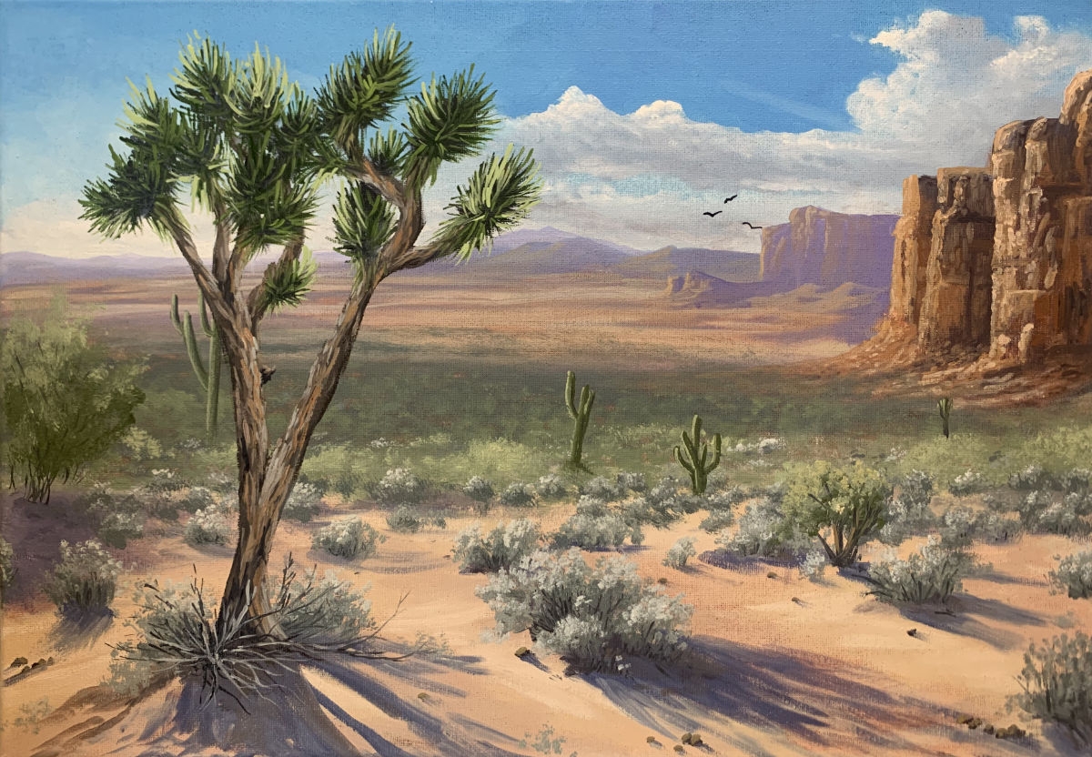 Desert Landscape Painting In Oil