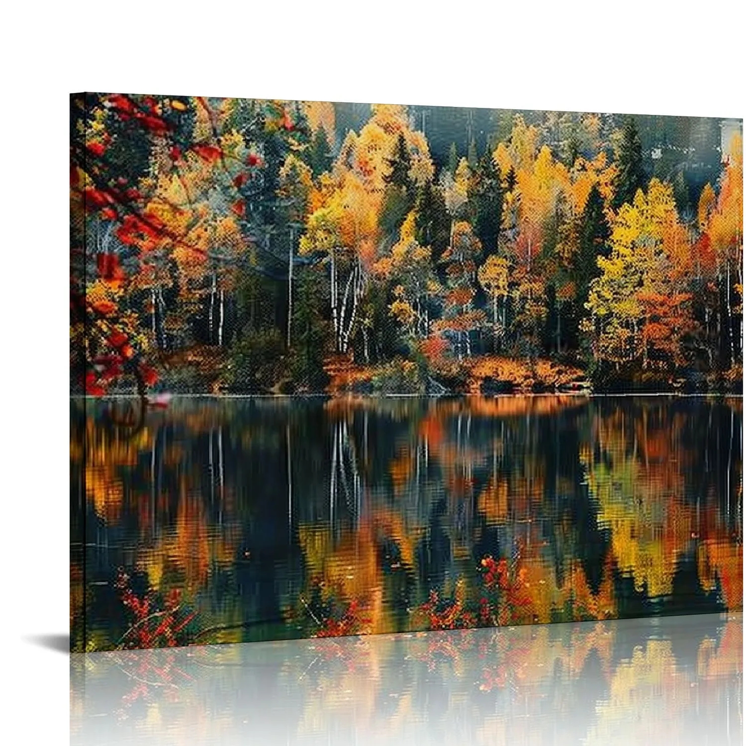 DHgate Large Canvas Wall Art Modern Water Reflection Landscape Prints Relaxing Autumn Sunset Lake Scenery Artwork For Living Room Bedroom Home Decorations Home Garden