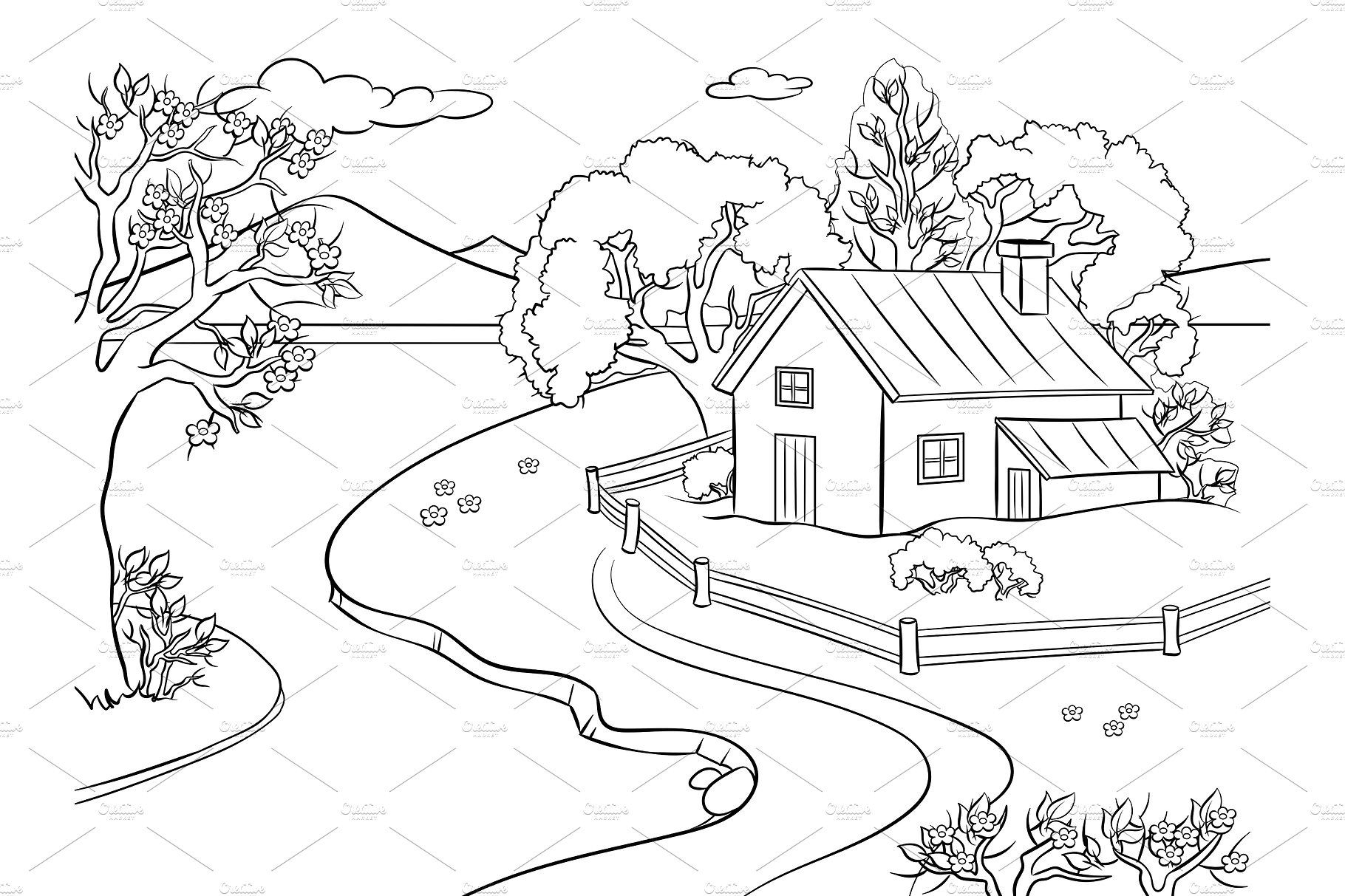 landscape pictures to color