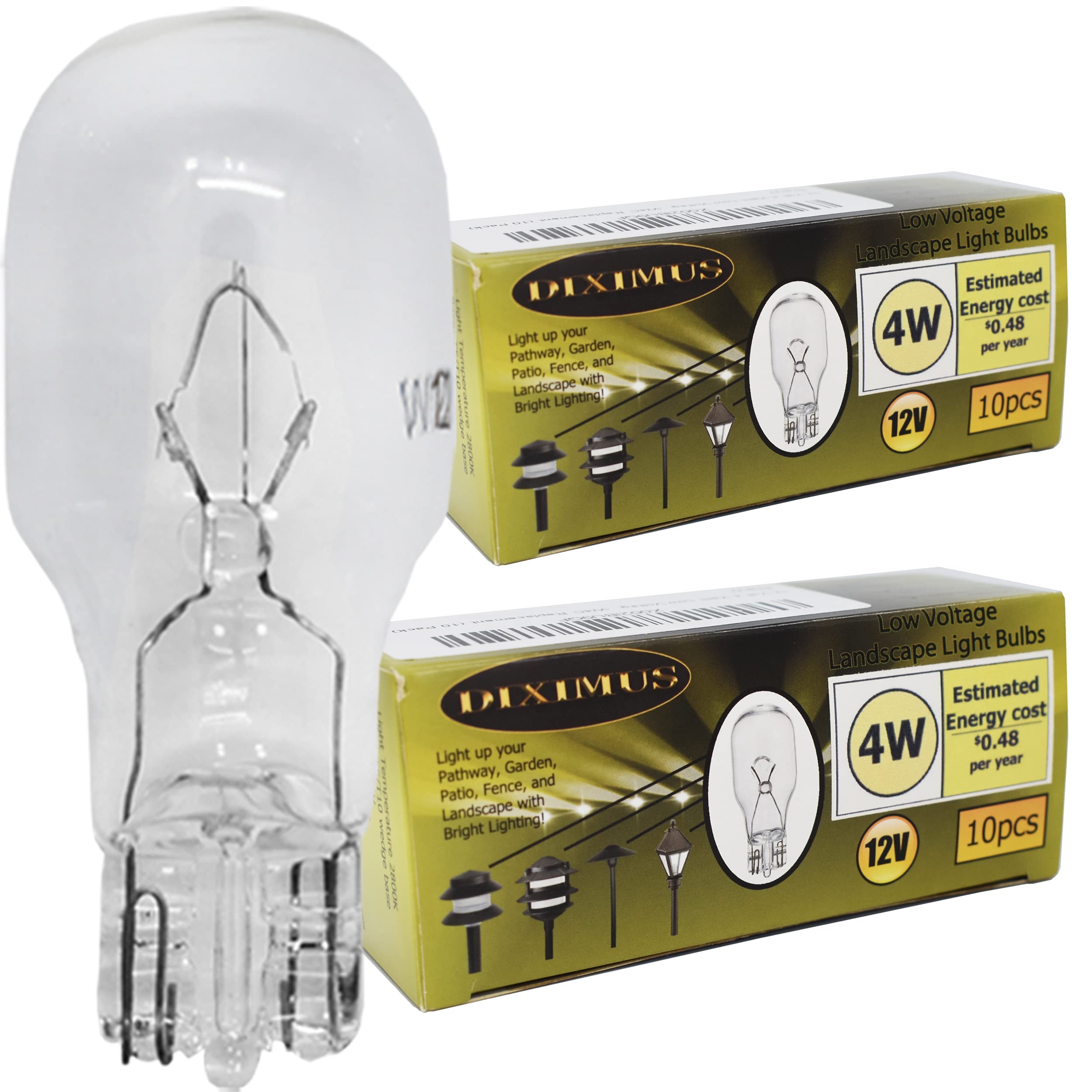 Diximus Landscape Light Bulbs 20 Pack 12v Light Bulb 4 Watt Low Voltage Light Bulbs T5 Wedge Base Bulbs Compatible With Malibu Lights Patio Garden Light Bulbs 20 Amazon
