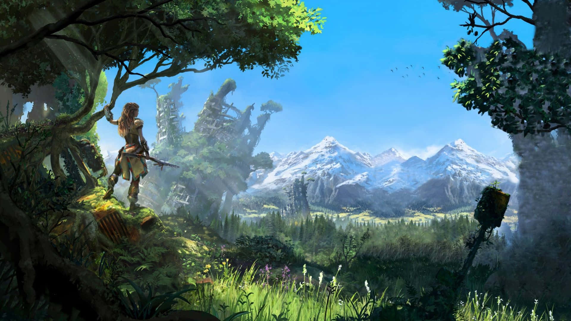 Download Adventure Awaits In The Mesmerizing Open world Game Landscape Wallpaper Wallpapers