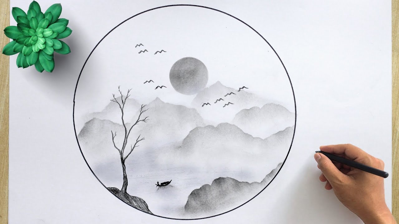Easy Landscape Drawing Idea Creative Landscape Sketch YouTube