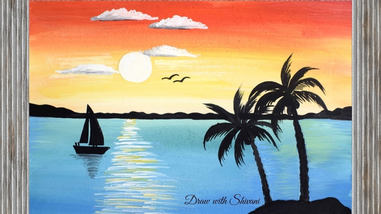 Easy Landscape Painting Using Poster Colors YouTube