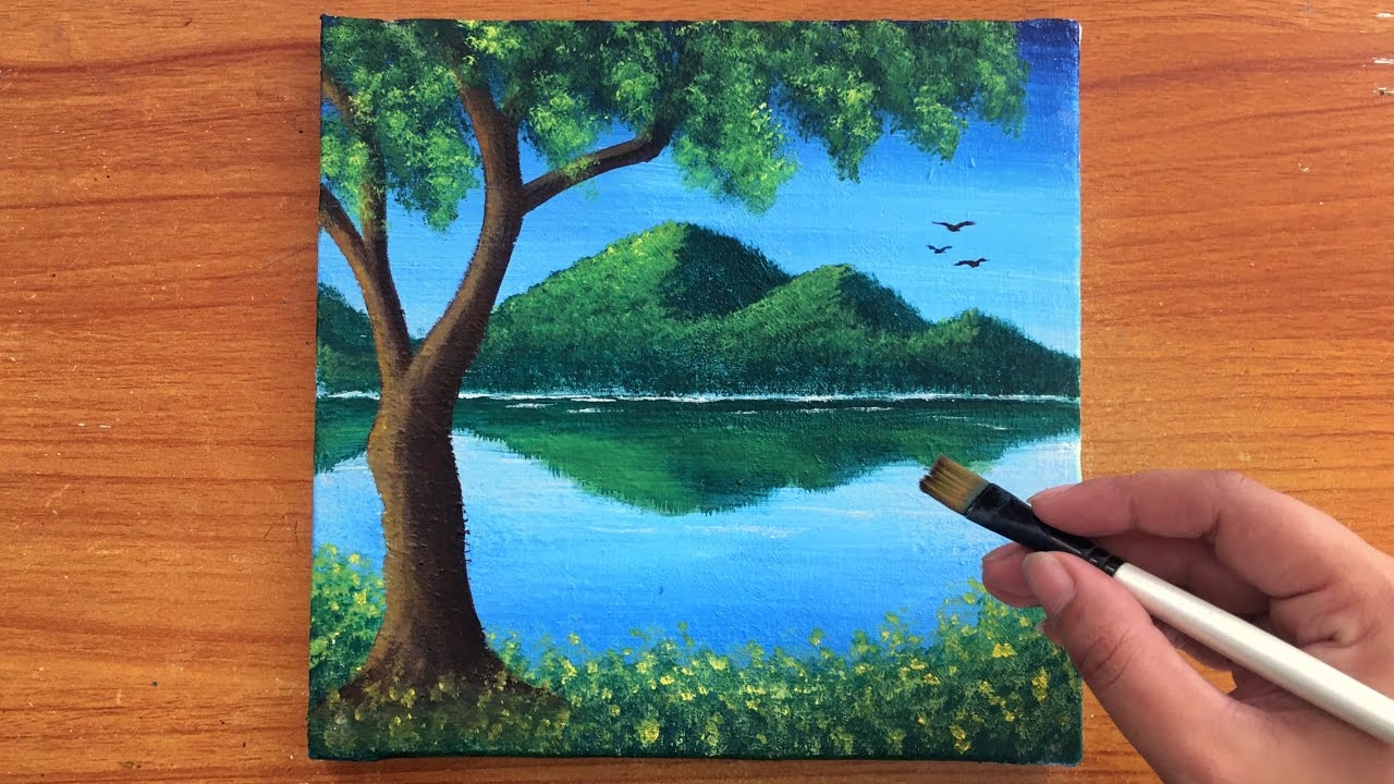 Easy Nature Landscape Painting On Canvas Acrylic Painting For Beginners YouTube