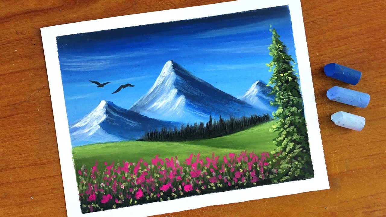 Easy Oil Pastel Mountain Landscape Painting For Beginners Oil Pastel Drawing YouTube