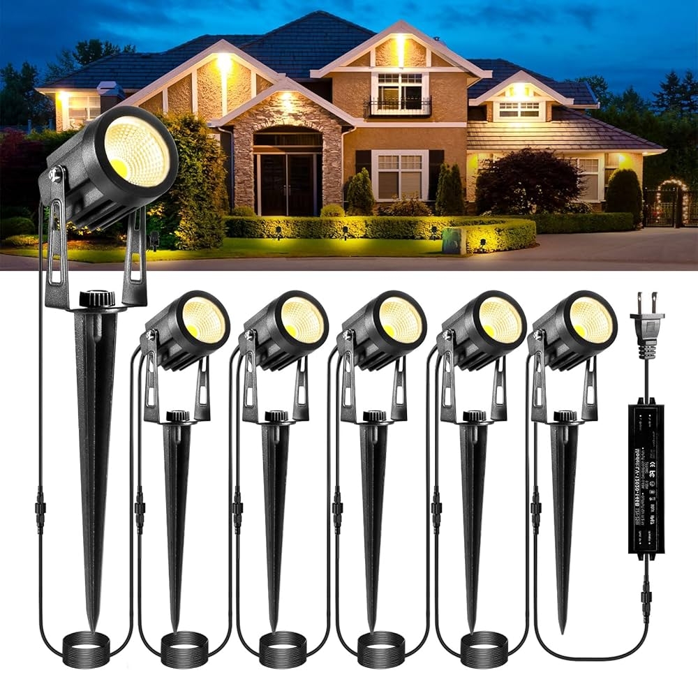 ECOWHO Low Voltage Landscape Lighting 12V Outdoor Landscape Lights LED Spot Lights Plug in IP65 Waterproof