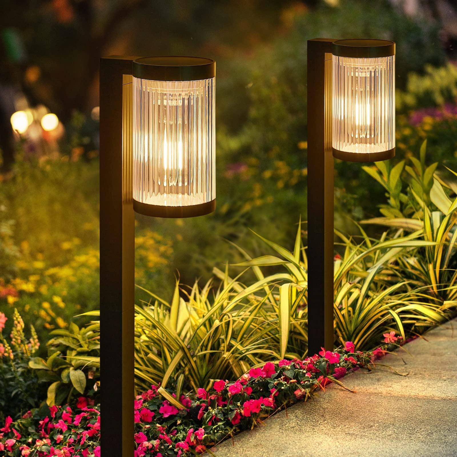 ELECLINK Solar Pathway Lights Outdoor 2 Pack Upgraded Solar Outdoor Lights Super Bright Up To 12Hrs IP65 Waterproof Solar Garden Lights Outdoor Solar Lights For Outside Yard Landscape Path Walkway Amazon