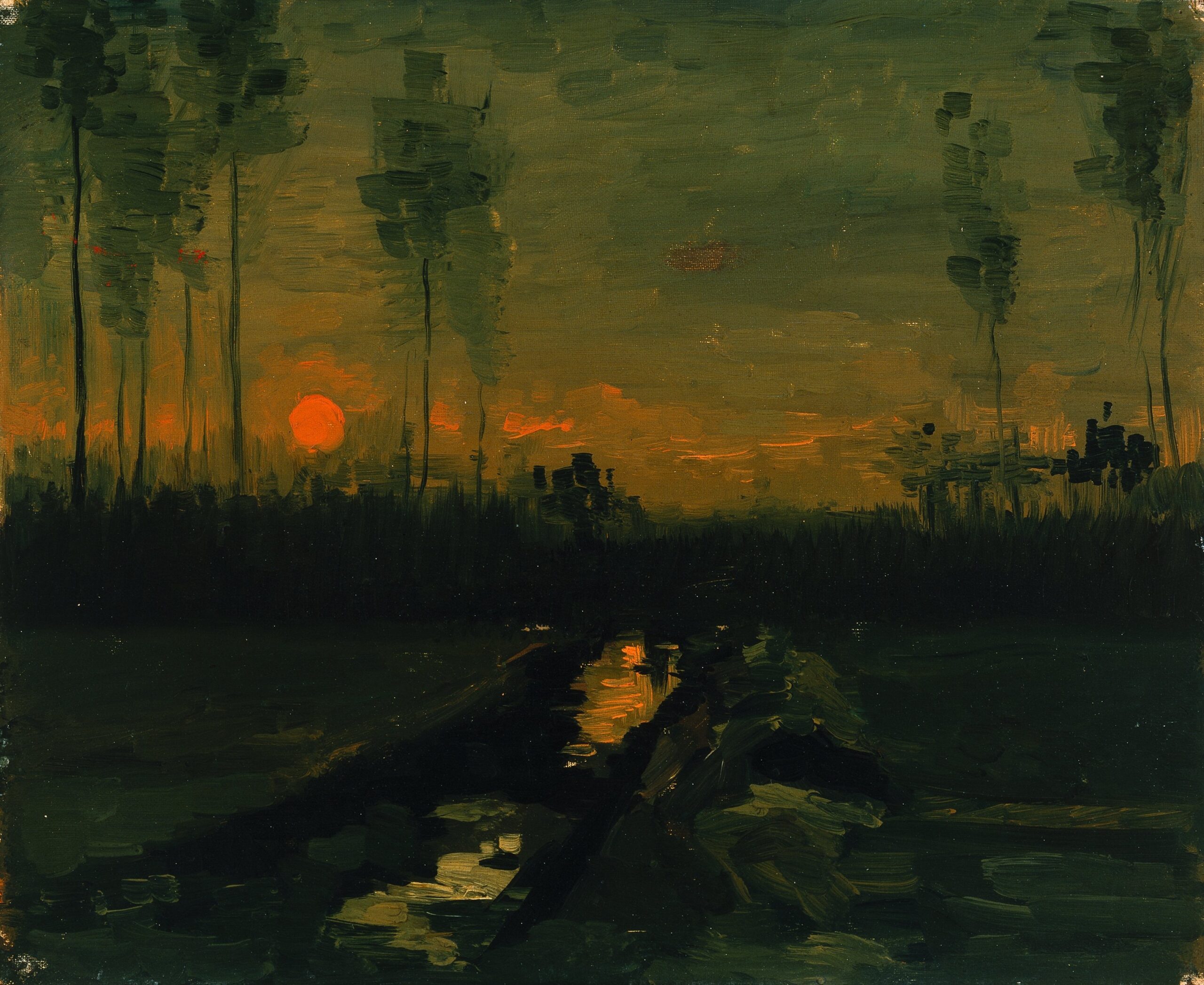 Evening Landscape Gogh Vincent Van Museo Nacional Thyssen Bornemisza