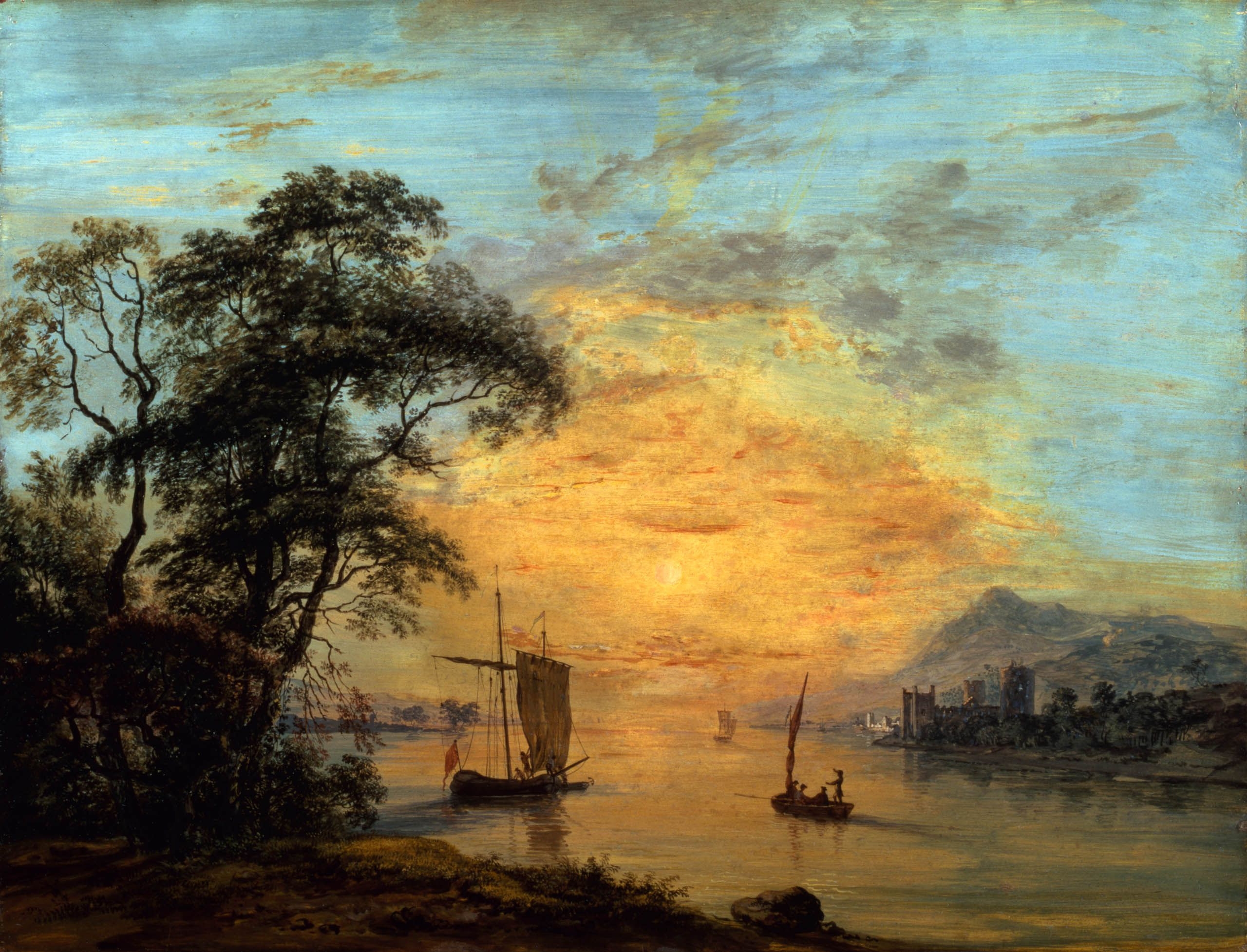 File A Welsh Sunset River Landscape By Paul Sandby RA jpg Wikimedia Commons