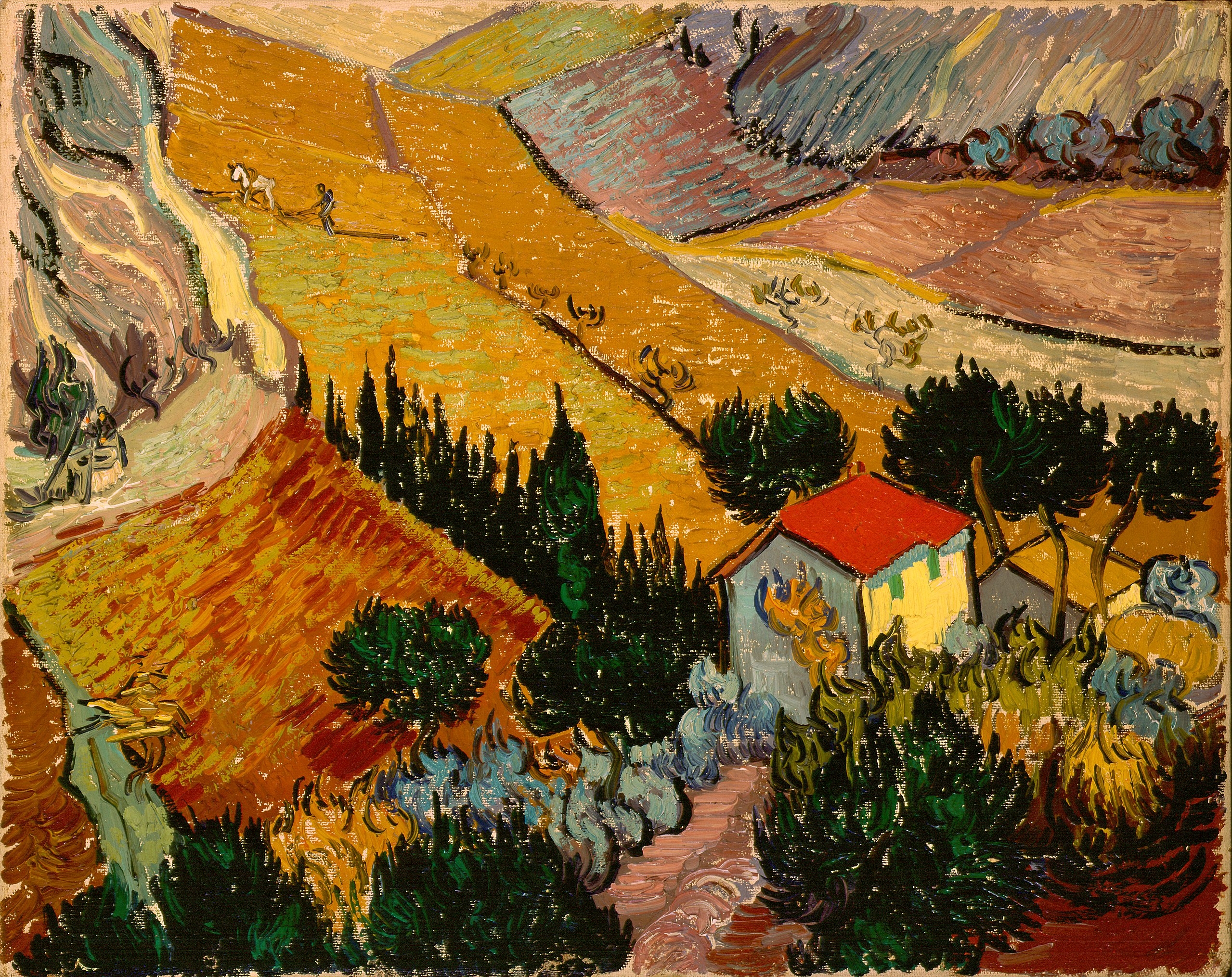 File Gogh Vincent Van Landscape With House And Ploughman jpg Wikimedia Commons