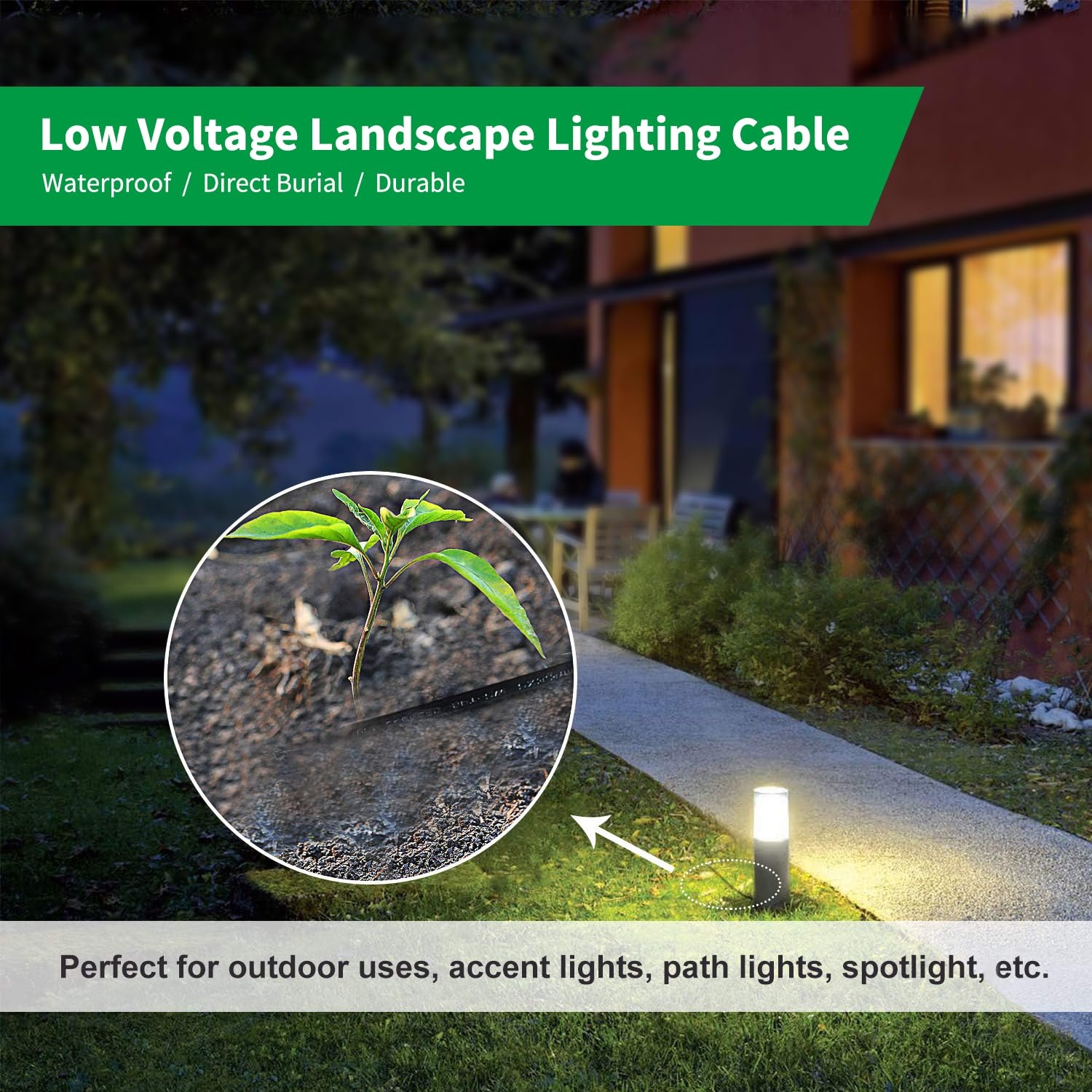 FIRMERST 14 2 Low Voltage Landscape Wire Outdoor Lighting Cable 200 Feet Amazon