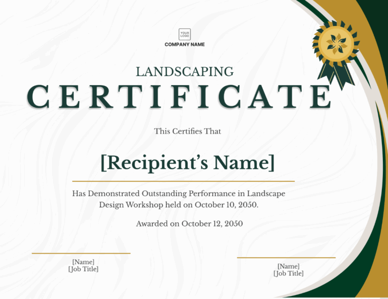 Free Landscaping Certificate Template To Edit Online