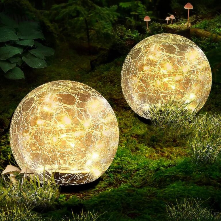 Garden Solar Ball Lights Outdoor Waterproof 50 LED Cracked Glass Globe Solar Power Ground Lights For Path Yard Patio Lawn Christmas Decoration Landscape Warm White 2 Pack 4 7 Amazon