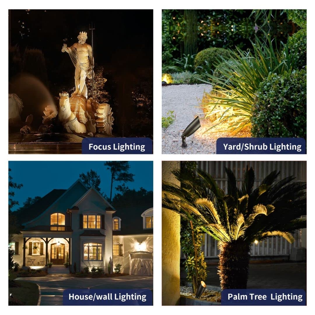 Gardenreet Solid Brass 12V LED Landscape Lighting Kit 12 Pack Spotlights With 300W Low Voltage Transformer And Mechanical Timer And 250 Feet Wire And 50Pack Connectors For Outdoor Garden Patio Amazon
