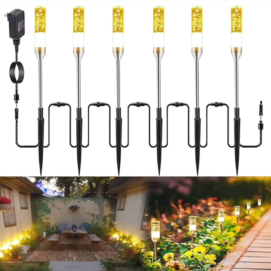 GreenClick LED Pathway Lights 4 8W 12V AC DC Low Voltage Path Lights 570 Lumen 6 Pack Extendable Outdoor Landscape Lighting IP65 Waterproof Garden Lights For Yard Walkway Driveway 2700K Amazon Tools Home