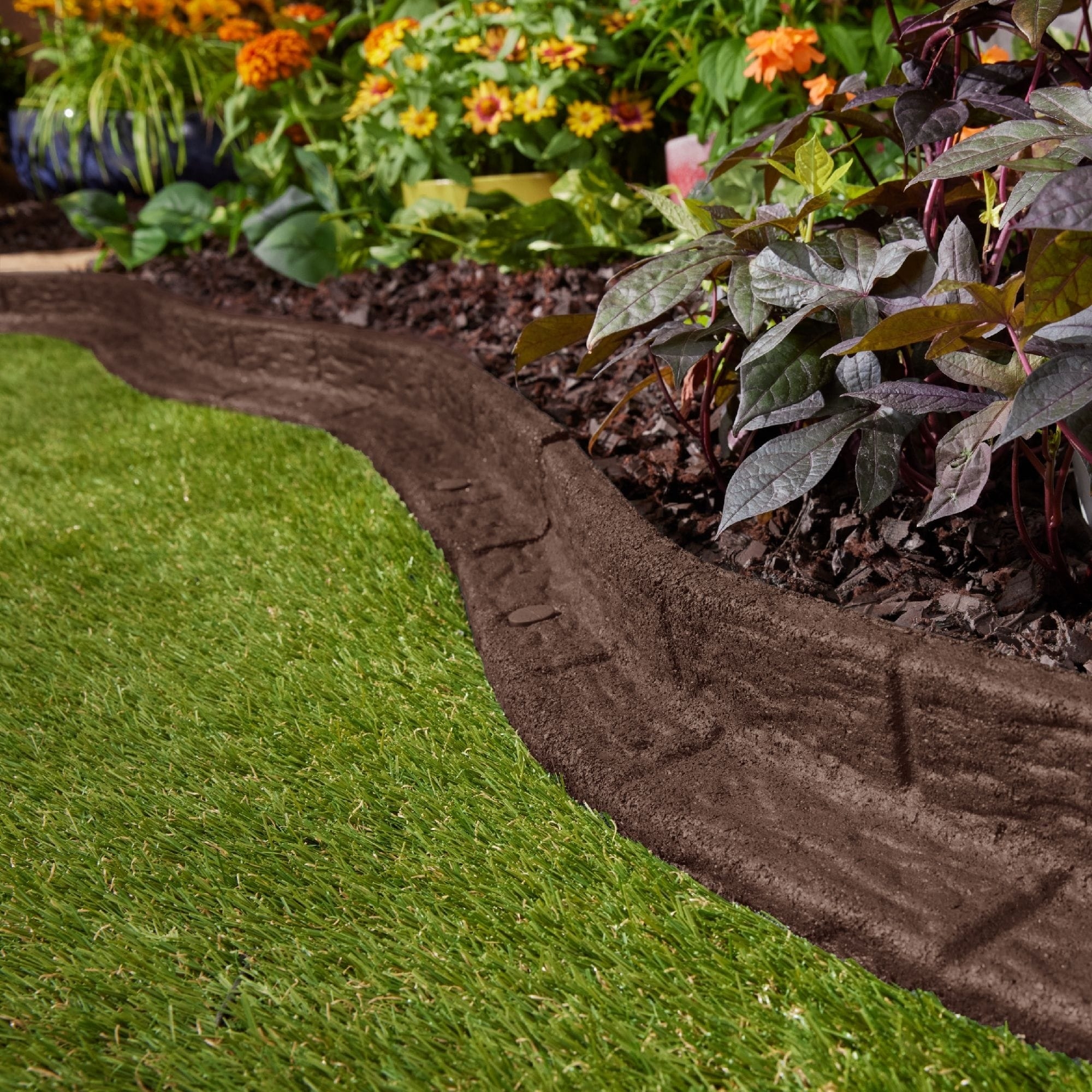 GroundSmart 4 ft X 3 in Brown Rubber Landscape Edging Section With Stakes In The Landscape Edging Department At Lowes