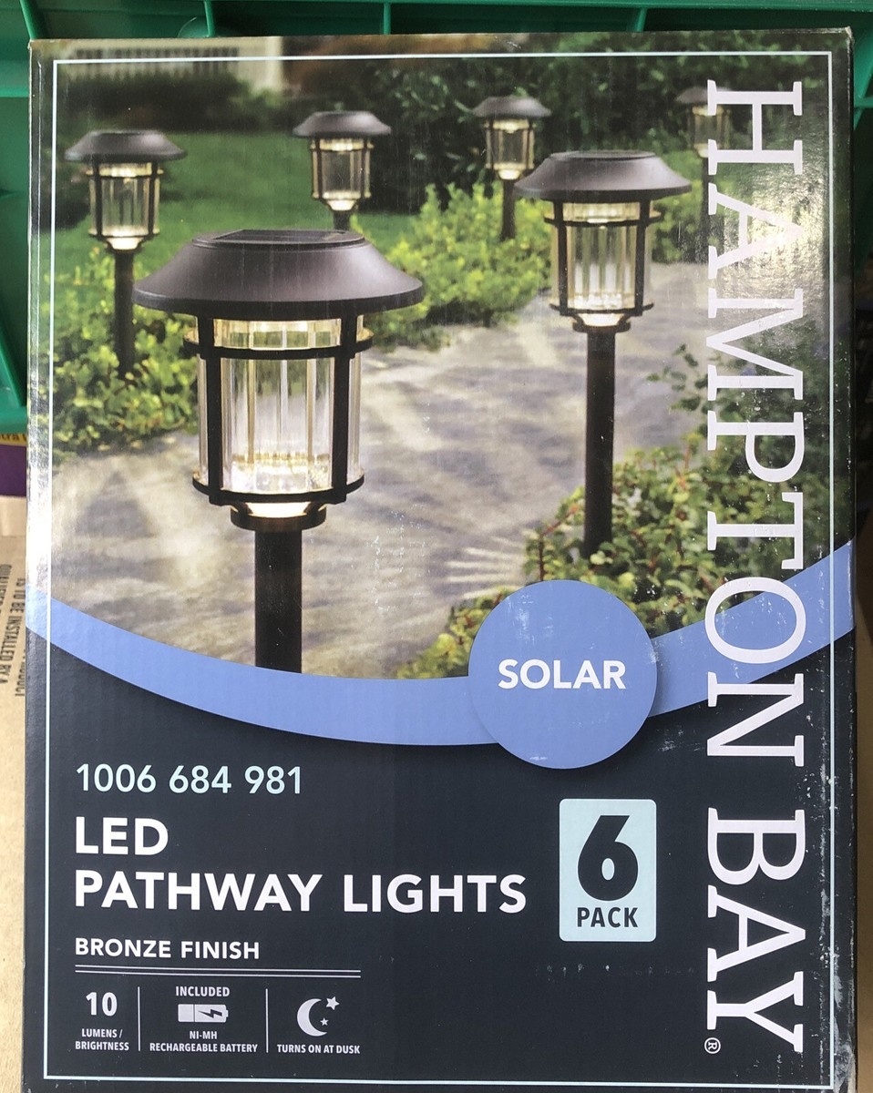 Hampton Bay Low Voltage Black Integrated LED Path Lights SOLAR 6 Pack EBay