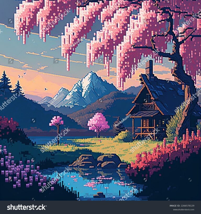 Hand Made Pixel Art Landscapes Stock Illustration 2266578129 Shutterstock
