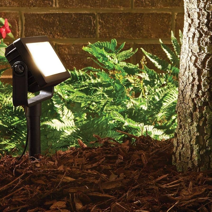HB 101 Hampton Bay Low Voltage Black Outdoor Integrated LED Landscape Flood Light With 3 Levels Of Intensity Amazon