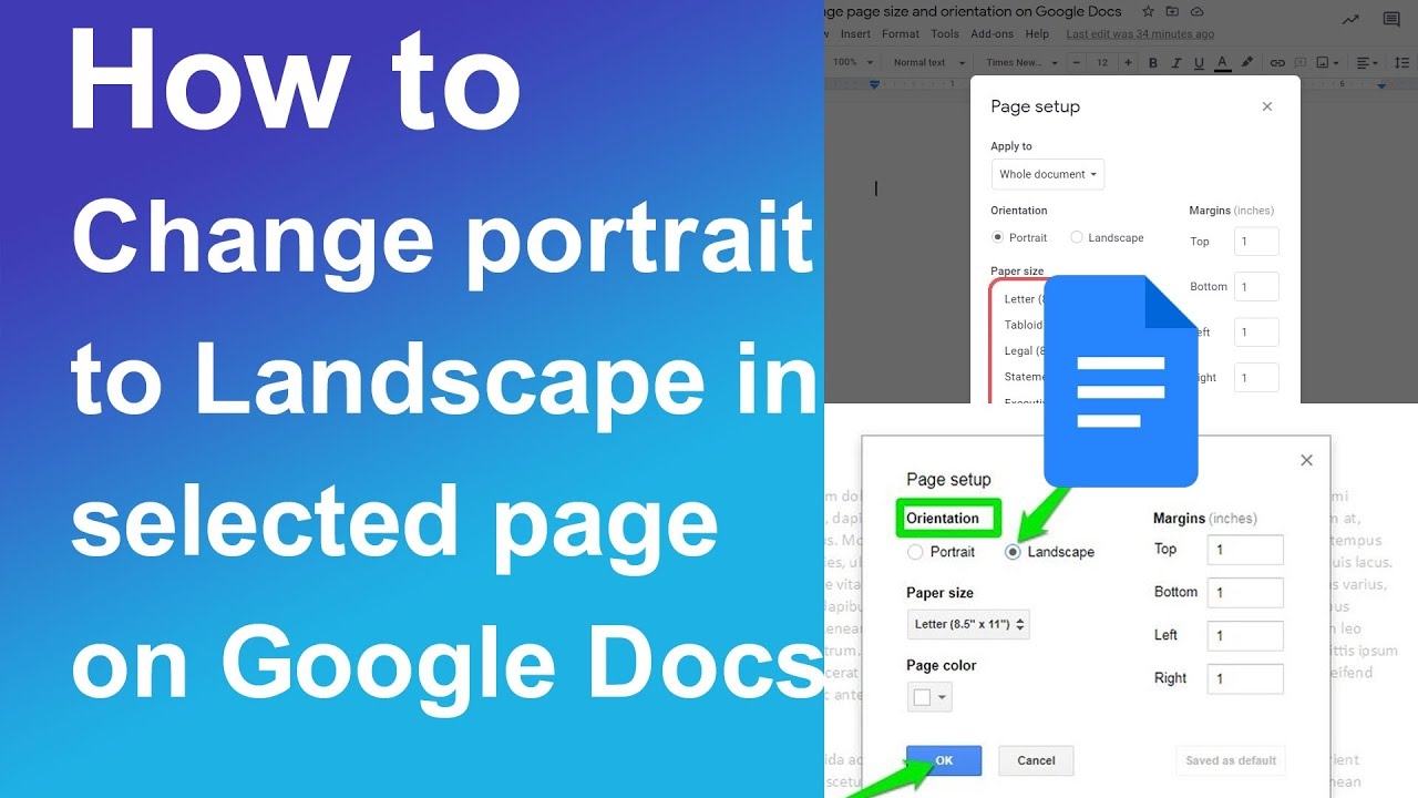 how to make a landscape google doc