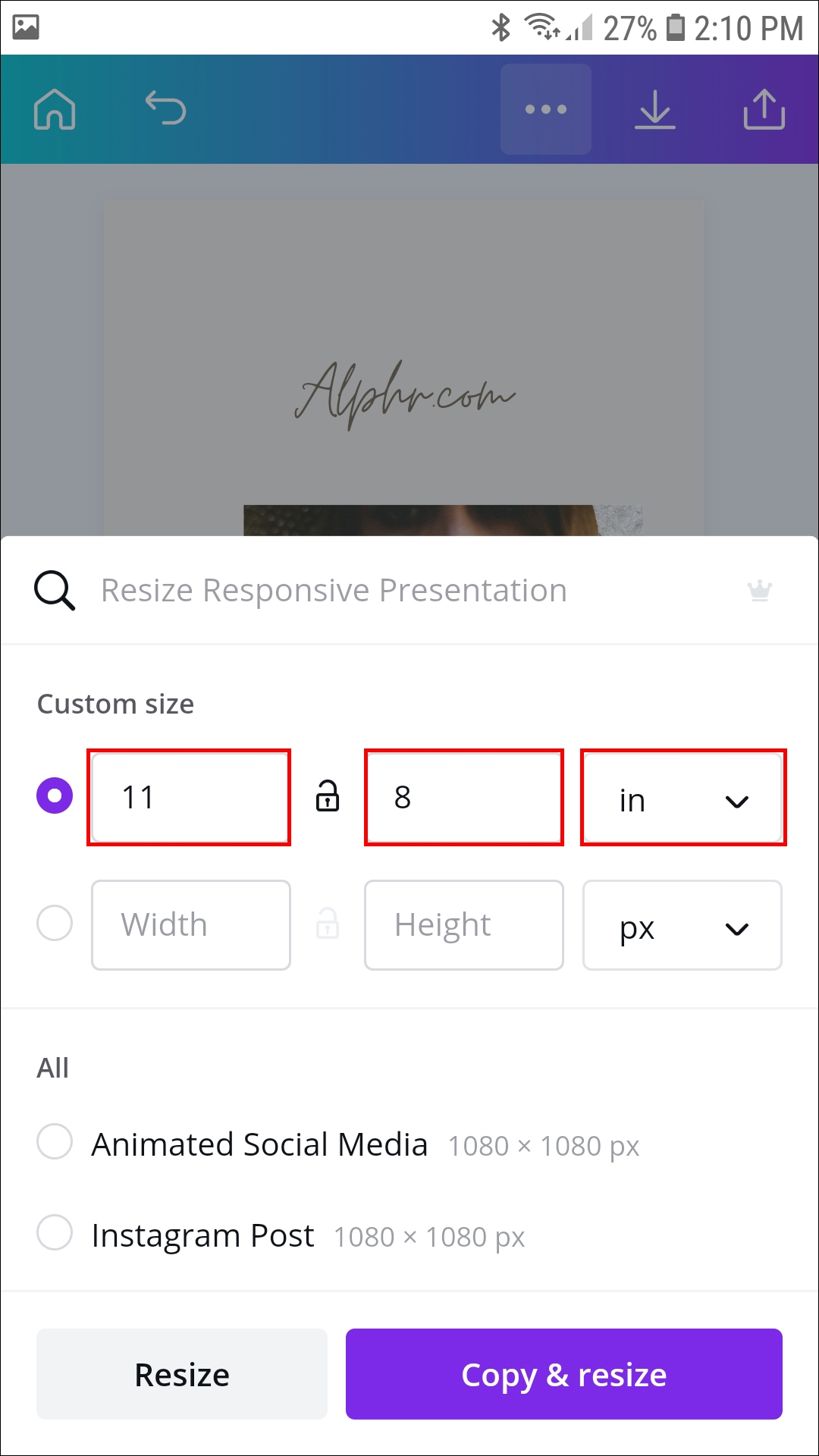 how to change to landscape in canva