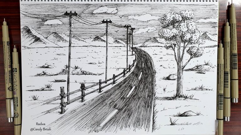 How To Draw A Landscape Scenery Pen Ink Drawing 5 YouTube
