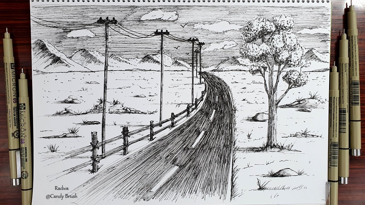 How To Draw A Landscape Scenery Pen Ink Drawing 5 YouTube